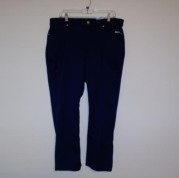 NWT navy sateen stretch pants - Picture 3 of 5